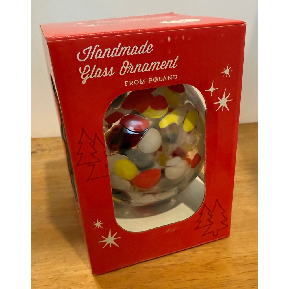 Zorza Glass Ornament Multicolor Handmade Polish Mouthblown Confetti NEW